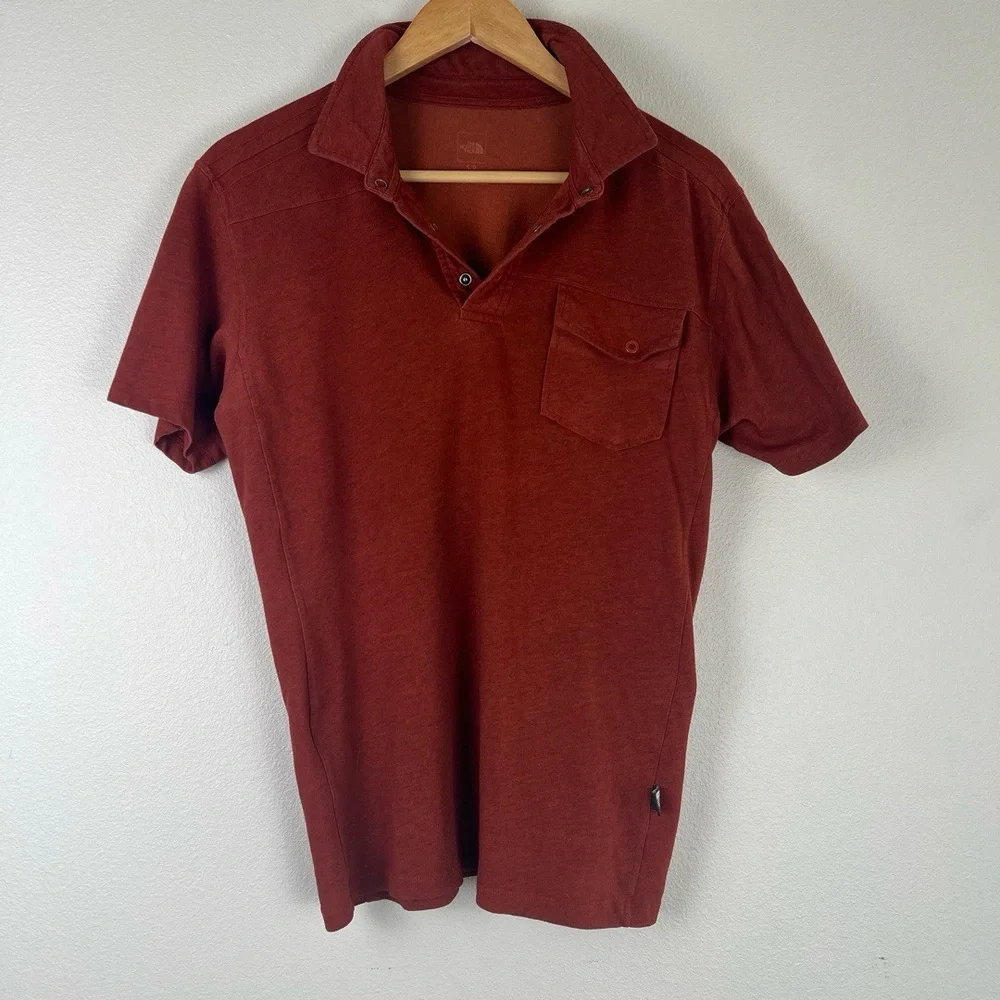 The North Face Shirt Mens Size Small‎ Rust Polo Short Sleeve Outdoors Hiking